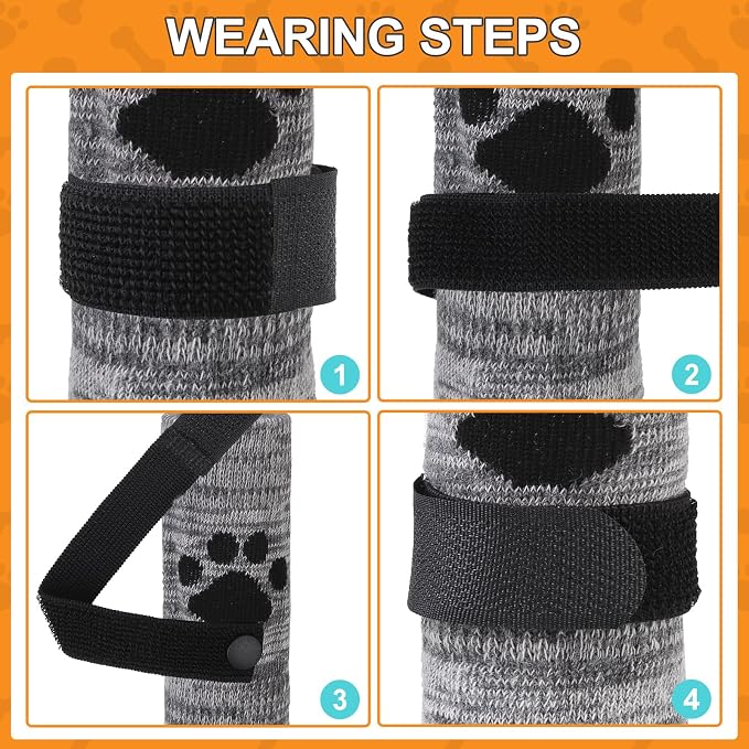 KOOLTAIL Anti Slip Dog Socks for Hot/Cold Pavement to Prevent Licking Paws,Booties for Hardwood Floors,Traction Rain Dog Boots&Paw Protectors Shoes with Grip for Outside Small Medium Large Senior Dogs