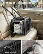 Pecute Cat Carrier with Bubble Window & Sunshade for Dogs Cats, Gray M | Dual bubble windows & top sunshade, 70% more airflow mesh, Impact-resistant stable frame, Locking zippers, Fits up to 11 lbs