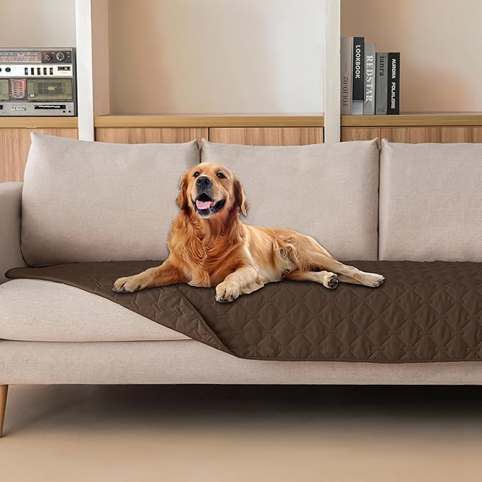 gogobunny 3X Stronger Waterproof Pet Blanket, Scratch Proof Furniture Protector for Dogs Cats, Reversible Cover 30x80 Inch, Dark Chocolate