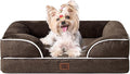 EHEYCIGA Orthopedic Small Dog Bed, Waterproof Memory Foam Washable Pet Beds | Non-Slip Bottom and Egg-Crate Foam Medium Pet Couch Bed with Washable Removable Cover, Brown