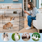 Peekaboo Dog Playpen 24" H 8-Panel with Top Cover & Bottom Pad, Black | 24 Inch 8 Panel Foldable Rustproof Metal Dog Playpen with Top Cover and Waterproof Bottom Pad