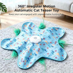 Automatic Interactive Cat Toy Hide and Seek Electric Toy with Feather Wand Bird Sounds Touch Activated USB Rechargeable Play Mat for Indoor Cats Self Play Exercise for Kittens and Cats