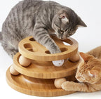ZOMISIA Cat Ball Track Toy with Puzzle Top, Wooden Cat Toys for Indoor Cats | Interactive Spinning Balls, Large Cat Ball Tower for Kitten Exercise Mental Stimulation Self Play Home Enrichment