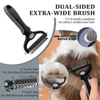 7PCS Dog Grooming Brush Kit for Shedding and Matted Fur, Self-Cleaning Slicker Brush with Undercoat Rake, Flea Comb for Long-Haired Pets, Grey