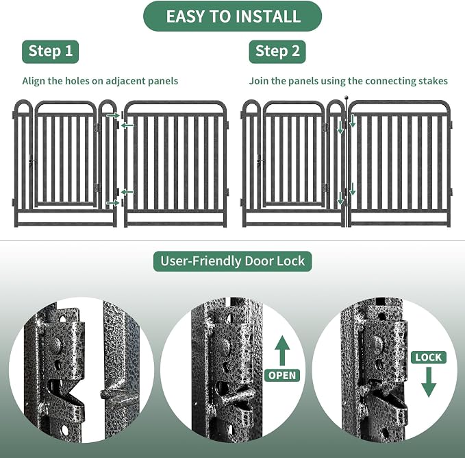 32 Inch Dog Playpen Outdoor, 28 Panels Puppy Playpen Heavy Duty Dog Play Pen Indoors, Rust Resistant Dog Pen for Large/Medium/Small Dogs, Dog Fence for RV Camping