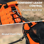 Orange Tactical Dog Harness for Extra Large Dogs,No Pull Dog Harness | Heavy Duty with Handle,Adjustable Reflective,Military K9 Style,Big Size Dog Vest,for Great Danen,for Walking Running Hunting