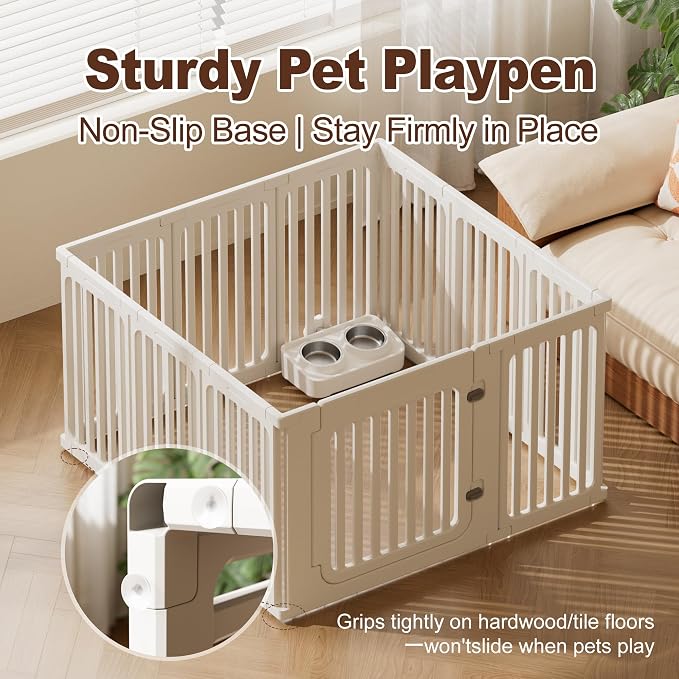 30" Plastic Dog Playpen, 11-Panel Lightweight Pet Play Pen | No-Tool Assembly, Foldable, Quiet & Safe for Small/Medium Dogs & Cats, Indoor Use