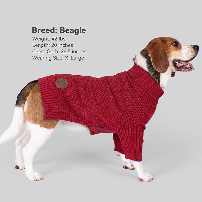 cyeollo Dog Sweater Long Sleeve Knitted Turtleneck Pullover Warm Clothes | Ultra Soft Warm Knit, Full Coverage, 4-Way Stretch for Easy Movement, Easy On & Off, Winter Daily Wear for Small Dogs