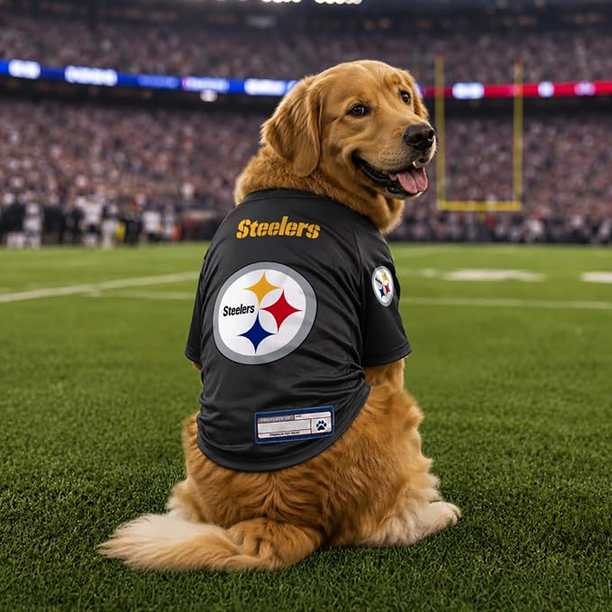 Littlearth NFL Pittsburgh Steelers Stretch Pet Jersey, Team Color, Medium