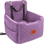 GL GLENSLAVE Dog Car Seat for Small/Medium Dogs Under 35lbs,Memory Foam Dog Booster Seats,Detachable and Washable Traval Pet Car Seat, Dogs Bed with 2 Safety Belts (Purple)