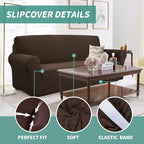 YEMYHOM Couch Cover Latest Jacquard Design High Stretch Sofa Covers for 3 Cushion Couch, Pet Dog Cat Proof Slipcover Non Slip Magic Elastic Furniture Protector (Large, Dark Coffee)