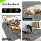 Mofason Rubber Large Cat Litter Mat, Grey Silicone Kitty Cat Litter Box Mat | Waterproof 28"x20" litter matt for cats; easy clean litter trapping catcher mat, cat litterbox mats, large pet mat cat indoor