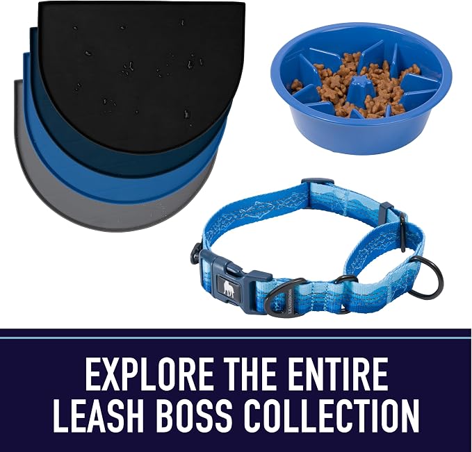 Leash Boss 15 Foot Dog Leash with Padded Handle - Long Leash for Hiking, Camping, Exploring, or Walking (15 Ft, Black/Red/Grey)