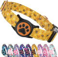 Airtag Dog Collar,with Waterproof airtag Holder，Original Stylish Cute Pattern Design.QR Code ID Buckle，Comfortable Soft Cotton for Small Medium Large Dogs