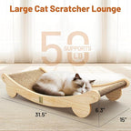 Extra Large 31.5" Cat Scratcher Bed - Sisal-Style Lounge for Indoor Cats | Scratch Pad & Lounge, Modern Wooden Cat Furniture, Protects Sofa & Carpet, for Scratching & Resting, for Large/Multi-Cat Home