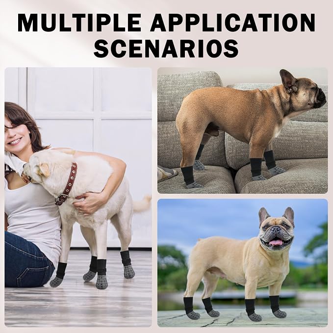 SCENEREAL Dog Socks to Prevent Licking Paws for Hot/Cold Pavement Anti Slip, Dog Shoes for Hardwood Floors, Dog Boots & Paw Protectors with Grippers for Small Medium Large Senior Dogs