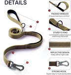 Twoear 6FT 1IN Heavy Duty Dog Leash for Large Dogs with 2 Padded Handles | Traffic Handle Extra Control, Auto Lock Hook, Strong Reflective Walking Leash for Night Safety, Medium and Large Breeds,Brown