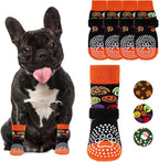KOOLTAIL Anti Slip Halloween Dog Socks to Prevent Licking Paws, Dog Costume Boots&Paw Protector with Grippers for Hardwood Floors, Traction Control No Twist Booties for Small Medium Large Dogs, M