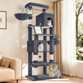 Hzuaneri Big Cat Tree, 75 Inch Tall Multi-Level Cat Tower, Indoor Larger Cat Condo Furniture with 5 Scratching Post, 2 Hanging Basket, 2 Condo, 2 Large Platform, Pet Play House, Dark Grey MS19018SG | Cat Condo Furniture with 5 Scratching Post, 2 Hangin...
