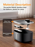Dog Water Fountain Indoor Homes Stainless Steel 10L/2.64GAL Plug in Plastic Reservoir Stainless Steel Water Bowl Filtered Multi-Pet Quiet Large Black Plug-in &1Filter