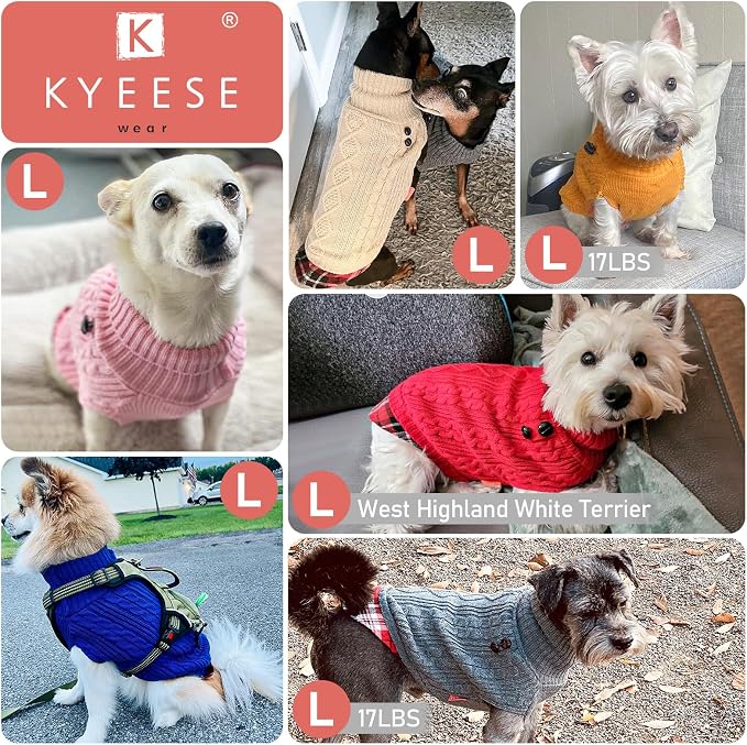 KYEESE Dog Sweater Soft Pullover Dog Sweaters for Small Dogs Girl Comfy Pet Coat for Fall Winter Cold Weather Stretchy Knitwear Cat Clothes with Gingham Patchwork Warm Turtleneck Small Dogs Sweater | Stretchy Fit, Lightweight & Warm, Cozy Knit Comfort,...