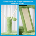 Hey-brother Cat Tree Tower with Padded Platform Bed, Hammock, MPJ019-SGR | 53 Inches Cat House with Large Cozy Condo, Toy Balls and Sisal Scratching Posts for Indoor Multi-Cats, Green