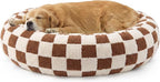 LE SURE Shown on TV Jacquard Donut Dog Beds Extra Large,Brown 42x42x9in | XL Orthopedic Calming Pet Bed Sofa, Original Design Pattern,Washable Cover, Home Decor as Gift for Pet,Anti Slip Bottom