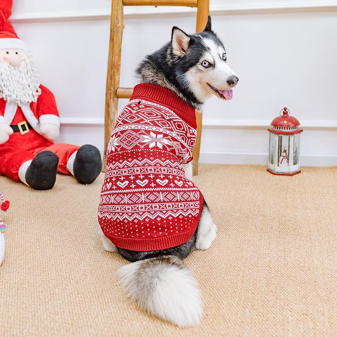 HOMIMP Dog Sweater Argyle - Warm Winter Clothes, Soft Coat for Small Medium and Large Dogs, Ugly Pet Clothing for Boy Girl Puppy