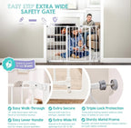 Regalo Safety 29"-49" Extra Wide Baby Gate, Bottom of Stairs & Doorways | Pressure Mounted with Door, For Babies, Toddlers & Pets, White, Tested & Trusted for 30 Years