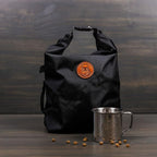 Wilderdog Doggie Bag - Water Resistant, Portable Kibble Carrier & Stainless Steel Mug - Black
