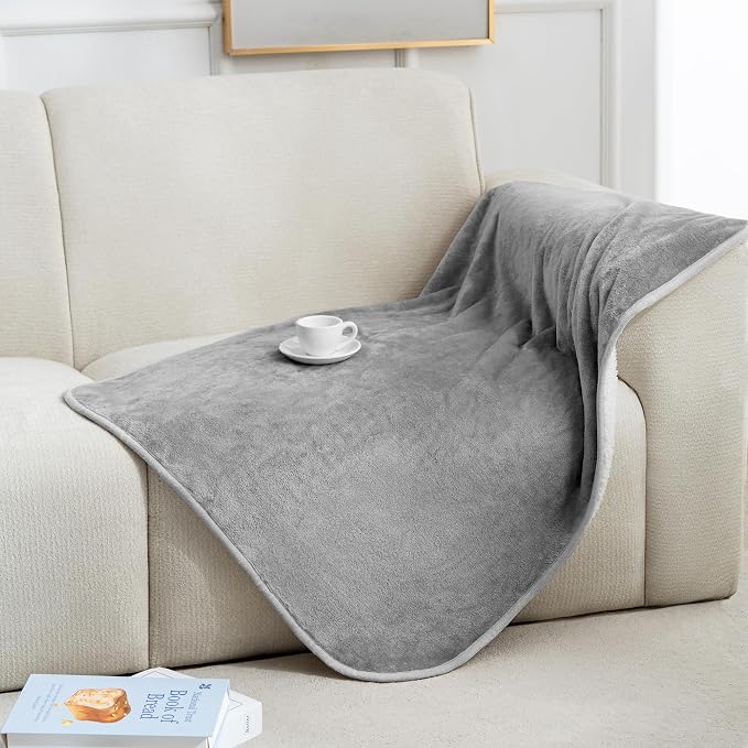 gogobunny Waterproof Pet Blanket for Small Dogs and Cats, Reversible Sherpa Fleece Soft Plush Throw for Couch Protection, Washable Furniture Protector (Grey, 30x40 inches)