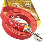 ADITYNA Red Leather Dog Leash for Large & Extra-Large Dogs, 6ft x 1" | Soft yet strong leather leash for walking, training, hiking — great for Great Dane, Rottweiler, Cane Corso, Mastiff.