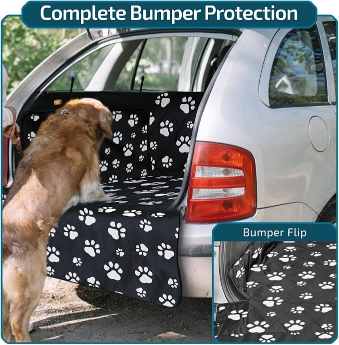 Veckle SUV Cargo Liner for Dogs - Trunk Cover with Bumper Flap Protector | Waterproof Pet Cargo Cover with Side Flaps, Dog Car Seat Cover with Non-Slip Trunk Mat, Prevents Scratches Pet Hair Mud Dirt