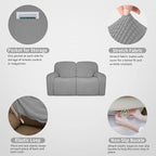 Easy-Going 100% Dual Waterproof Recliner Loveseat Cover, 6-Pieces Stretch Relining Sofa Cover with Pocket, Jacquard 2 Seat Sofa Slipcover Leakproof Washable (Loveseat, Light Gray)