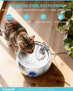 Tomxcute Cat Water Fountain Stainless Steel, 4.0L/135oz with 3 Filters | Ultra Quiet Pump, Copper Gooseneck, Dishwasher Safe, Cat Fountain for Drinking for Cats, Dogs, Multiple Pets