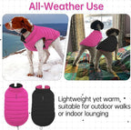 Lelepet Reversible Dog Coat Windproof Dog Puffer Jacket Lightweight Vest | Warm Puffer Vest for Winter Coats for Medium Dogs Adjustbale Hook & Loop Pet Apparel with Leash Hole, Pug, Rose Red, M
