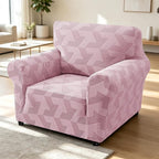 ZNSAYOTX Stretch Armchair Covers for, 1-Piece Chair Slipcovers for Living Room, Furniture Protector with Elastic Bottom for Dogs Cats Kids Geometrical Jacquard Fabric (Small, Dusty Pink)