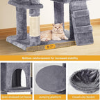 YITAHOME 70.8in Cat Tree Tower for Indoor Cats, Multi-Level Cat Furniture with Scratching Posts,Cat Window Padded Plush Perch,Cozy Basket,Ladder and Funny Toys for Kittens Pet Play House,Light Gray