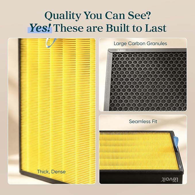 Levoit Vital 200S-P Air Purifier Pet Allergy Replacement Filter, 1 Pack | Genuine Filter, Supports HEPA Sleep Mode, Activated Carbon, Removes Allergens, Pollen, Pet Dander, Vital 200S-RF-PA, Yellow