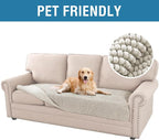 H.VERSAILTEX Plush Chenille Dog Bed Cover Thick Soft Sofa Cover for 3 Cushion Couch Anti Slip Couch Cover Furniture Protector for Dog, Pet, Cat (35" x 82", Oatmeal)