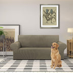 Stretch Loveseat Couch Cover, 2 Cushion Couch Slipcover,Khaki | 1-Piece Washable Sofa Cover Pet Friendly (55"-78") Furniture Protector Soft Jacquard, Elastic Bottom for Dogs & Kids