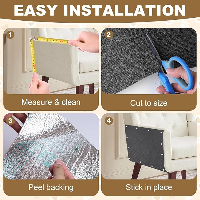 78.7"x15.8" Cat Scratching Mat Self Adhesive Furniture Protector Trim Fit | Stop Cat Scratching Furniture With Thick Felt Protector, Strong Adhesive, Easy Trim, Protects Couch Sofa Wall Instantly
