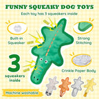 No Stuffing Dog Toys, Tough Durable Plush Chew Toy for Boredom and Teething, Squeaky Dog Toys for Small Medium Large Dogs to Keep Them Busy (5 Pack)