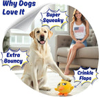 Ducky 3 in 1 Plush Duck Dog Chew Toy with Squeaky Ball Inside for Aggressive Chewers, Super Interactive, No Stuffing, Strong Tough Heavy Durable, Birthday Gift Box for Small & Large Breeds