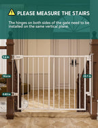 Babelio Extra Wide No Bottom Bar Baby/Dog Gate, 28" H, 29.7-46.5" W, White | Hardware Mount Pet Gate for Indoor Doorways and Hallways with Auto Close, Stay-Open, Wide Walk-through Door, Easy Install
