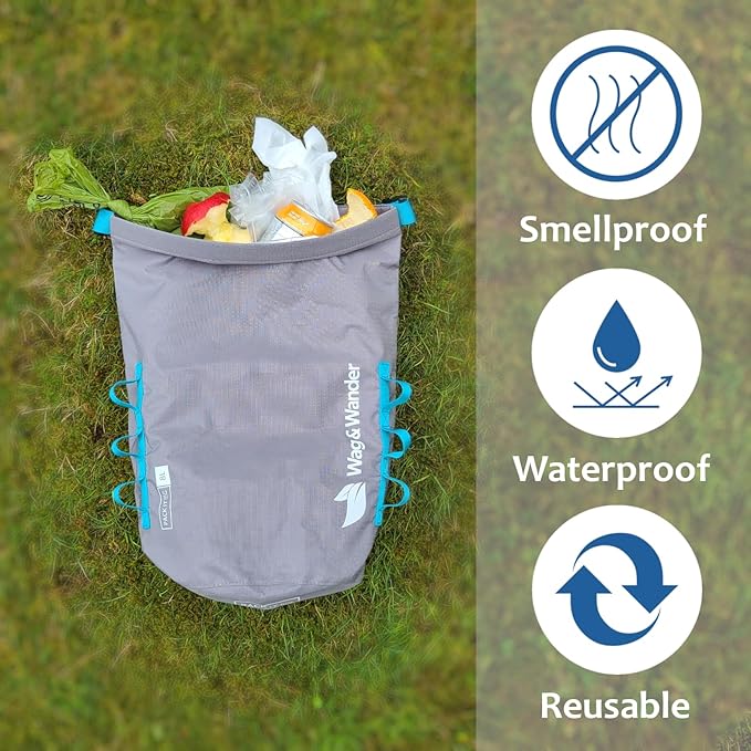 Smell Proof Waste Bag - Reusable Wag bag, Dog Poop Bag Holder for Hiking with Dogs & Camping. Odor Proof Diaper Wet Bag
