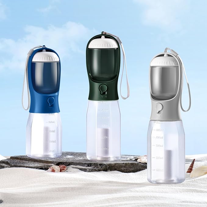 Dog Water Bottle with Food Container, Portable Pet Dog Water Dispenser for Outdoor Walking,Hiking,Travel,Puppy Essentials,Puppy Supplies,Replaceable Waste Bags