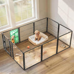 FXW AuraSpace Pro Acrylic & Wire Mesh Indoor Dog Playpen, 24" H, 10 Panels | Clear View, Heavy-duty Metal, Flexible Layouts, Easy Walk-Through, For Puppies & Small Dogs, Patented