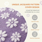 Cute Fluffy Dog Beds for Extra Large Dogs, 41"x 28", Purple Flower | Thick Dog Bed for Crate Kennel, Pet Bed with Removable Washable Cover, Anti-Slip Bottom