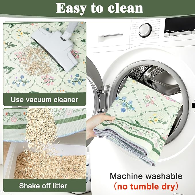 Bienbee Cat Litter Mat, 2 Pack 33" x 22" Machine Washable for Litter Boxes | Cat Litter Rug with Waterproof Backing, Non-Slip Grip and Soft On Kitty Paws to Catch Litter and Protect Floor